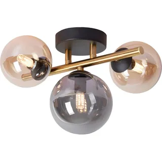 Dieter Knoll Led-Wandleuchte , Schwarz, Goldfarben, Bernsteinfarben , Metall, Glas , Uni , F , 21x19x28 cm , Lampen & Leuchten, Leuchtenserien