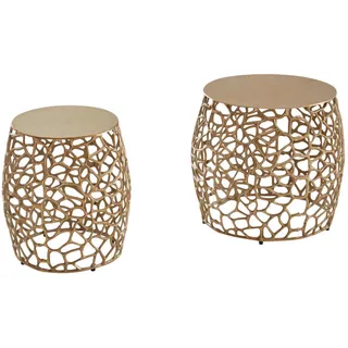 Mid.you Satztisch , Goldfarben , Metall , 2-teilig , rund , rund , 42 cm , Wohnzimmer, Wohnzimmertische, Beistelltische