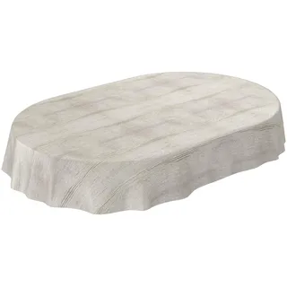 ANRO Tischdecke Braun Holzlook – Oval – Wachstuch ohne Saum – Abwaschbar, für Esstisch & Garten 220 x 140 cm (Oval)