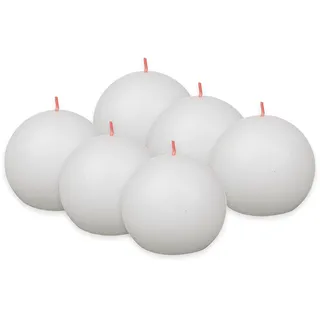 Bolsius Rustik Kugelkerze 6 St. Ø 7,6 cm weiß