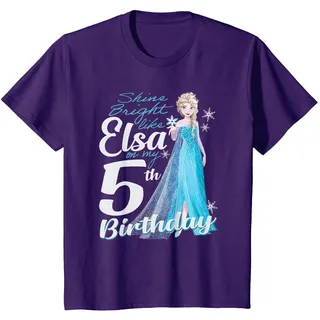 Disney Frozen Bright Like Elsa 5th Birthday T-Shirt, Kinder, Violett, 116