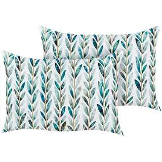 Beliani Gartenkissen 40 x 60 x 10 cm weiß/grün 2-tlg.