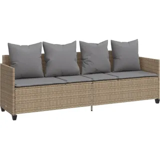 vidaXL Sonnenliege mit Kissen Beige Poly Rattan - Beige