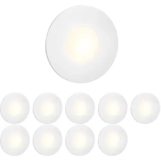 ledscom.de 10 Stück LED Treppenlicht/Wandeinbauleuchte FEX für innen und außen, rund, 85mm Ø, warmweiß