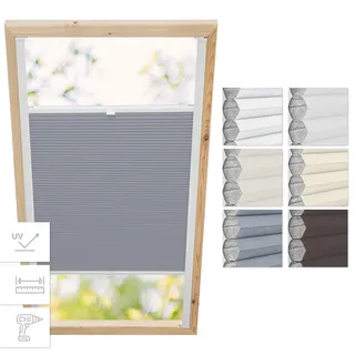 Estika Dachfenster Wabenplissee mit Bohren nach maß - 6 Stofffarben, 3 Profilfarben, Breite, 30-120 cm, Höhe 50-149 cm - Dachfenster Rollo, Fensterrollo innen, Fenster plissee