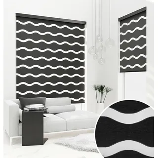 PREMIUM DOPPELROLLO WELLE SCHWARZ mit Alu Kassette (100x220 cm, Kassettenfarbe: weiss) - Schwarz