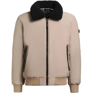 khujo Outdoorjacke "Outdoorjacke Ginster" ohne Kapuze Herren Winterjacke mit Teddyfleece-Besatz und magnetischen Details, greige