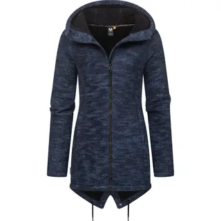 Ragwear Sweatjacke Kapuzenstrickjacke Wingi Melange«, Sportliche Kapuzenjacke mit Teddy-Kunstfell blau