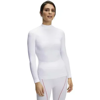 FALKE Damen Baselayer-Shirt Warm High Neck W L/S SH Funktionsmaterial Schnelltrocknend 1 Stück, Weiß (White 2860), XL