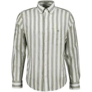 GANT Langarmhemd GANT "Hemd REGULAR COTTON LINEN STRIPE SHIRT 1er Pack", Herren, Gr. XL, N-Gr, grün, Obermaterial: 55% Leinen LI. 45% Baumwolle CO., Hemden Langarmhemd