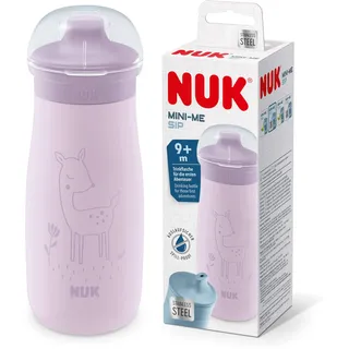NUK Edelstahl-Wasserflasche für Kleinkinder lila Reh 300 ml