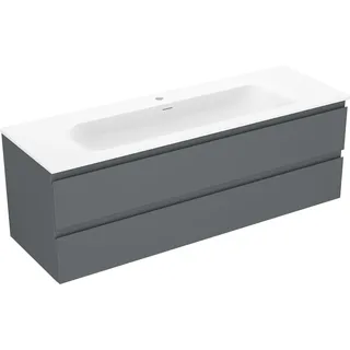 Mexen Orio Badezimmerkommode 140 cm mit Waschbecken Vela, 2 Schubladen, graphit matt/weiß matt - 91A10-14047-2-BFF66-W23M01 - Weiß