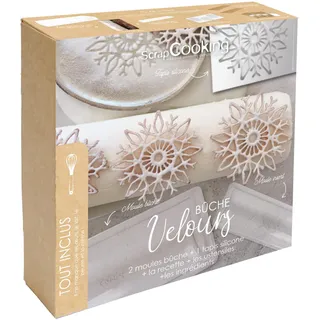 ScrapCooking - Weihnachtsdessert-Set „Velours“ - Formen & Zutaten - Insertform & Tuilenform fFocken - Patisserie-Rinne - Festdessert für Weihnachten & Silvester - Mit 3-Schokoladen-Rezept - 1942
