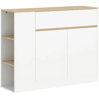 Homcom Sideboard Küchenschrank mit Schublade, 2 Türen, Verstellbare Ablagen, Buffetschrank Kommode für Küche, Wohnzimmer, Esszimmer, 105 x 30 x cm Weiß