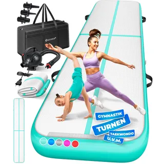 KESSER® Turnmatte Aufblasbar Airtrack 2m/3m/4m/5m/6m Fitness-Matte Gymnastikmatte | inkl. Tragetasche & elektr. Luftpumpe | Yogamatte, Tumbling Matten, Trainingsmatte, Turn- & Fitness