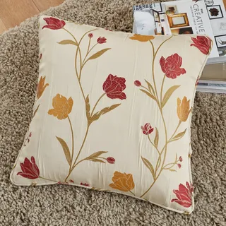 Curtina - Juliette Kissen, gefüllt, 43 x 43 cm, Naturfarben/Rot