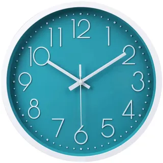 jomparis 30cm Modern Quartz Lautlos Türkis Wanduhr Schleichende Sekunde ohne Ticken - Petrol Wanduhr ist perfektes Dekor für Wohnzimmer, Zimmer, Büro