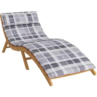 vidaXL Sonnen-Lounger Kissen Oxford-Stoff Mehrfarbig 180 x 60 x 4 cm | Knackiges Schottenmuster bringt etwas Flair, Perfekt für draußen, Dicke Schaumstoffpolsterung für die ultimative Chill-Zeit