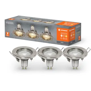 LEDVANCE LED Einbauleuchte 3-er Set GU10 nickel gebürstet, rund