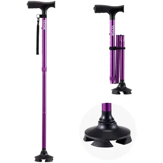 Vevor Gehstock zusammenklappbar mit 8-facher Höhenverstellung 770-940 mm lila