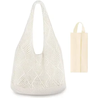 FZSECRIU 1 Stück strandtasche+1 Stück Kosmetiktasche,badetasche,sommertaschen damenbeach bag,beach,strandtasche damen,klein,strandtaschen,gehäkelte tasche,strand tasche,tote bag