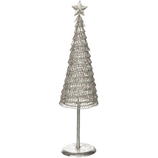 J-LINE - Weihnachtsbaum, rund, Pailletten, Metall, silberfarben, klein