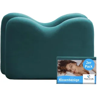 Kissenbezug Meer-grün Doppelpack für Re-Charge & Recovery Kopfkissen | Baumwolle (Double Jersey), Bügelfrei & trocknergeeignet, Kissenhüllen 2er Set mit Reißverschluss, Oeko-Tex zertifiziert