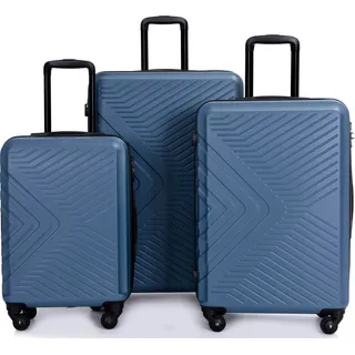 Travelhouse Bali Stabiler Koffer-Set 3tlg. Trolley Koffer Reisekoffer Blau ABS Hartschalen Kofferset Trolley 4 Rollen TSA Kombinationsschloss - Blau