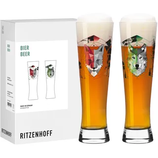 RITZENHOFF Bierglas-Set 2er - 300 ml - Made in Germany | Artikelnr. 8122001, Serie Jäger & Sammler, 2 Biergläser 300 ml, Kristallglas, spülmaschinenfest