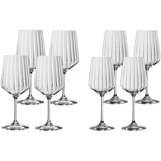 Spiegelau, 8-teiliges LifeStyle Set, 4x Weissweinglas (440 ml), 4x Rotweinglas (630 ml), 4459894, Weingläser aus Kristallglas, spülmaschinenfest, Klar