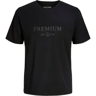 T-Shirt JACK & JONES "JPRBLACHARLES SS TEE FST", Herren, Gr. S, schwarz, Jersey, Obermaterial: 100% Baumwolle, bedruckt, regular fit, Rundhals, Shirts T-Shirt