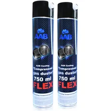 AABCOOLING Compressed Gas Duster FLEX 750ml - Wertpaket 2 Stück - mit Flexiblem Schlauch – Compressed Air, Reinigungspray, PC Reinigungsset, Druckluft Spraydose, Pressluft Dose