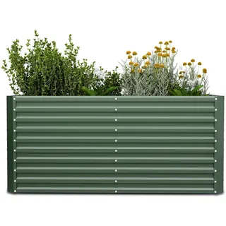 Blumfeldt High Grow Straight Hochbeet, Ergonomisches 1.800 L Rechteckiges Hochbeet Aus Wetterfestem Galvalume-Stahl Für Blumen, Kräuter & Gemüse – Rostbeständig, Offene Bodenstruktur, Einfacher Aufbau