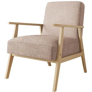 Mirjan24 Sessel Retro Boucle , Beige , Holz , Kiefer , Rechteckig , 59x76x67 cm , Wohnzimmer, Sessel, Polstersessel