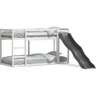 vidaXL Etagenbett mit Rutsche & Leiter Weiß 90x200cm Massivholz Kiefer - Weiß