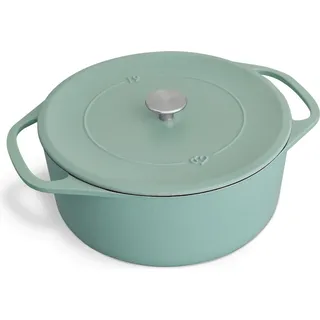 SPRINGLANE Cocotte mit Deckel, Mint, rund, 28 cm, 6 L, Gusseisen Bräter, Schmortopf Induktion - Türkis