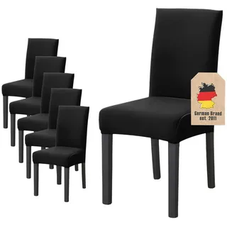 Stuhlhusse (6-tlg. Set) , Schwarz , Kunststoff , 1x38 cm , Heimtextilien, Bezüge, Stuhlhussen