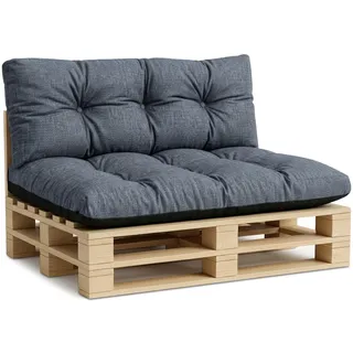 Amazinggirl Palettenkissen Outdoor Kissen 2er-Set Palettenkissen - Auflagen für Paletten Europaletten Palettensofa und Palettenmöbel Palettenpolster Outdoorkissen Gartenkissen Jeansfarbe Leinenoptik