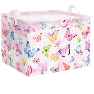 Clastyle Schmetterling Kinder Wäschekorb Baby Spielzeug Aufbewahrungsbox | Faltbarer, Wasserdicht, Tragkraft 25 kg, für Kinderzimmer Badezimmer Schlafzimmer, für Bücher Spielzeug Kleidung