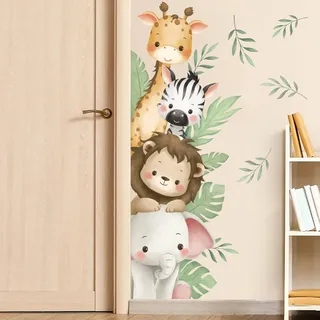 SHUCHING Wandtattoo Dschungel Tiere | Wandsticker Baby Tiere, Selbstklebend Wandaufkleber für Kinderzimmer Babyzimmer Türen Möbel
