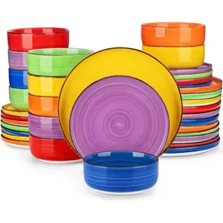 Opulent Averto Tafelservice – 36-teilig – 8 Personen – Bunt – Essteller – Tiefe Teller – Frühstücksteller – Küchenservice – Stilvolles Keramik - Bunt