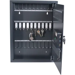 Pavo-Schlüsselschrank mit digitalem Elektronikschloss/auch mit Fingerabdruckleser oder Schlüssel zu öffnen, magnetischer Schlüsselhalter für 50 Schlüssel,10 Schwarze magnetische Schlüsselringe GRATIS