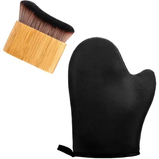 Sibba 2-in-1 Selbstbräuner Mitt Applikator Set, Selbstbräuner Handschuh und Bräunungspinsel für spray, Lotions Streifenfreie Bräune