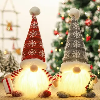 QIFU LED Weihnachtsdeko Innen Wichtel, 2 Stück Weihnachten Deko für Home | Beleuchtet Wichtel Weihnachtsdekorationen Kleine Weihnachtsgeschenke LED Kerzen für Familie Freunde Kollegen Büro Wichteln