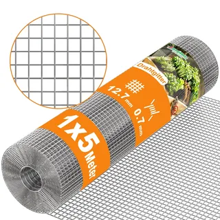 Amagabeli Drahtgitter Volierendraht 1,0 X 5 Meter,0.7mm 12,7 mm Maschenweite Feuerverzinkt & Rostfrei – Für Hochbeet, Voliere, Kaninchenzaun, Wühlmausschutz | Leicht Schneidbar & Wetterfest