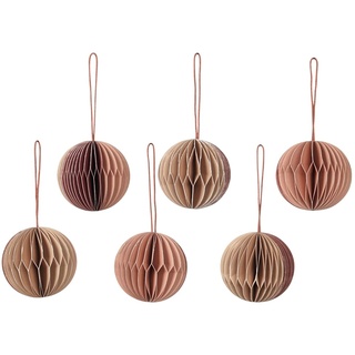 Broste Copenhagen Weihnachtsbaumschmuck 6tlg. aus Papier in der Farbe Beige/ Rosa, 70080421, 5cm