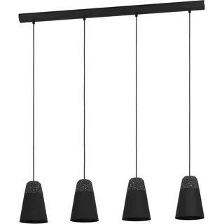EGLO Pendelleuchte Canterras, 4 flammige Hängelampe, Hängeleuchte aus Terrazzo in Grau Weiß, Metall in Schwarz, Esstischlampe, Wohnzimmerlampe hängend, E27