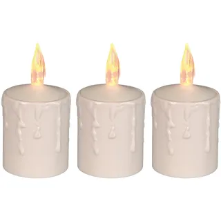 Star Trading LED Kerzen Outdoor 3er-Set, Batteriebetrieben mit Dämmerungssensor, IP44 Wetterfest, Wachsoptik Beige, 6 cm, Garten Terrasse Balkon