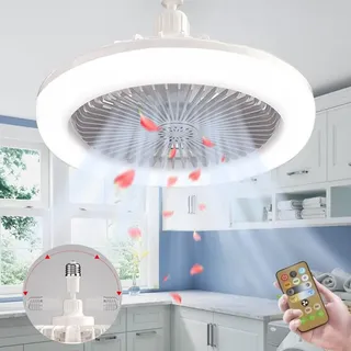 Anyingkai Ventilator lampe E27,Deckenventilator Mit Beleuchtung 30W,Deckenventilator Mit Licht,Lampe Mit Ventilator,Deckenventilator Mit Fernbedienung (Ventilatorleuchte-A)