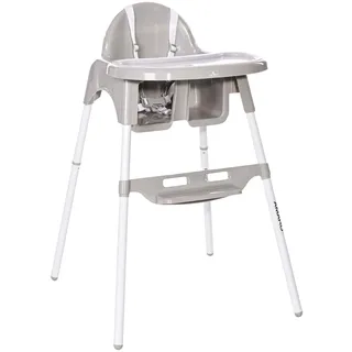 Lorelli Kinderhochstuhl Amaro Doppel-Esstisch, Bechervertiefung, Fuablage, Gurt hellgrau - Grau